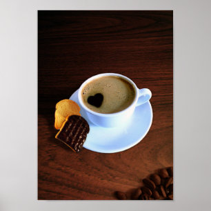 Kaffe Kopp med Hjärtformade skum Poster