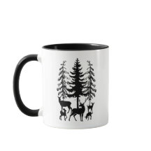 Kaffe kopp med hjort i skogen