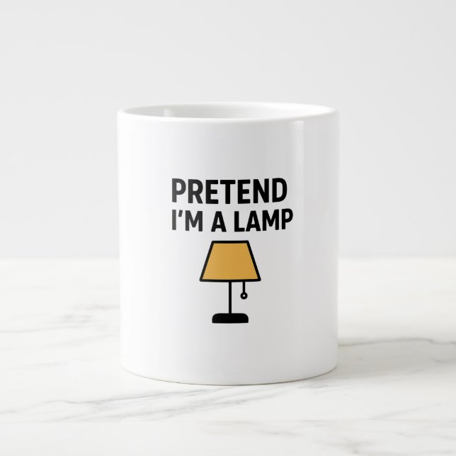 Kaffe kopp med illustrationen av en lampa och text jumbo mugg (Framsidan)