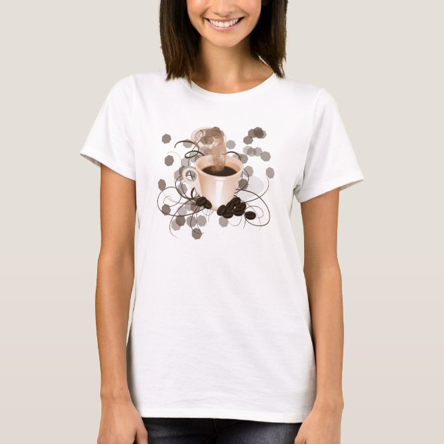 Kaffe Kopp med lack och bönor T-shirt (Framsida)