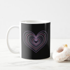 Kaffe kopp med lila neonhjärta