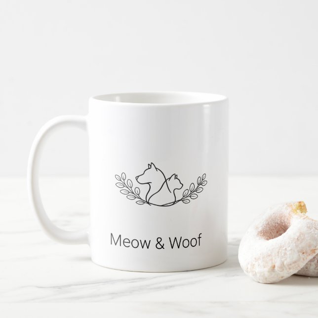 Kaffe kopp med linje konst för hund & katt mamma (Med munk)