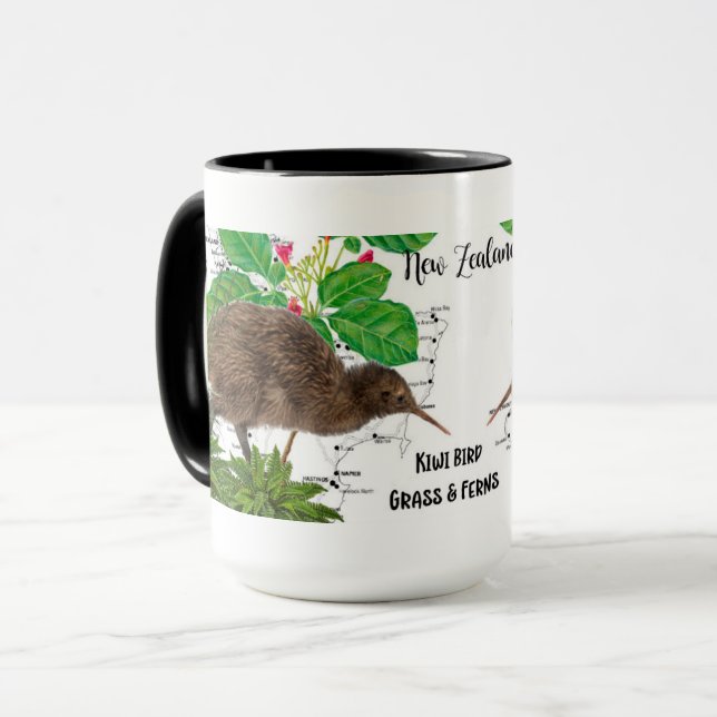 Kaffe kopp med Nya Zeeland infödda fågel (Framsida vänster)