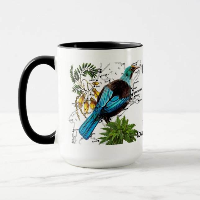 Kaffe kopp med Nya Zeeland infödda fågel (Vänster)