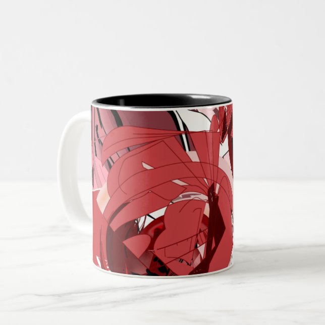 Kaffe kopp med scharlakansröster (Framsida vänster)