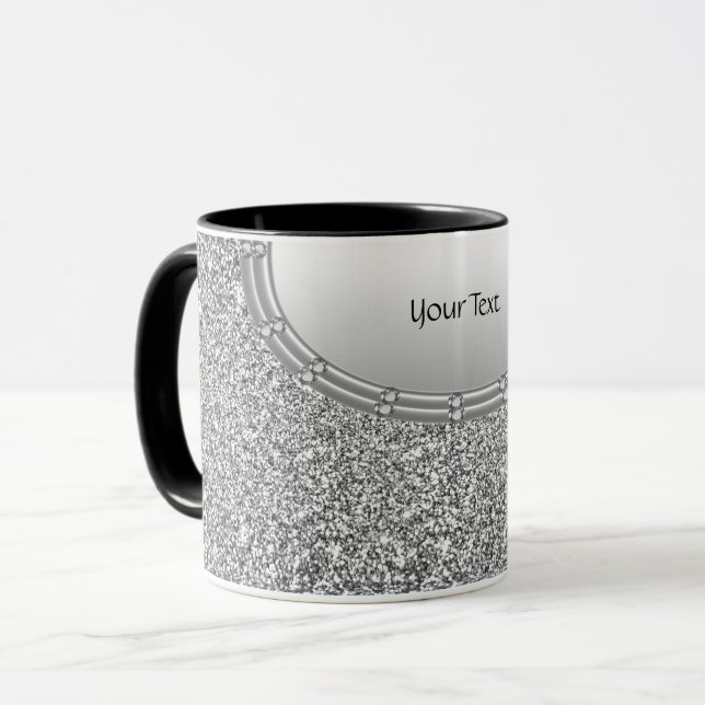 Kaffe kopp med silver glitter ram (Framsida vänster)