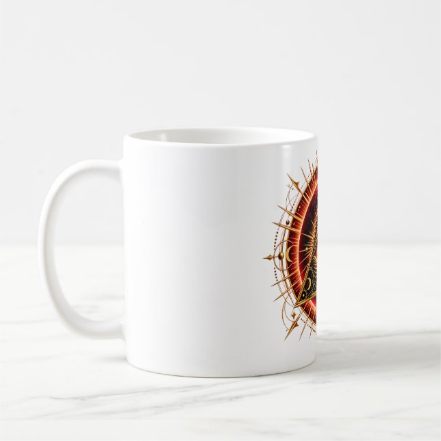 Kaffe kopp med solens glödande öga (Vänster)