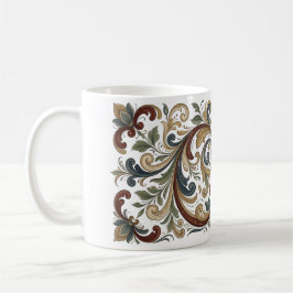 Kaffe kopp med vintage skandinaviskt folkkonst mön