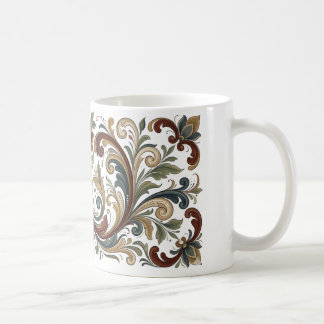 Kaffe kopp med vintage skandinaviskt folkkonst mön