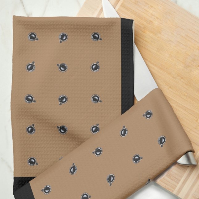 Kaffe Kopp Mönster på Tan Kitchen Towels Kökshandduk (Skapare uppladdad)
