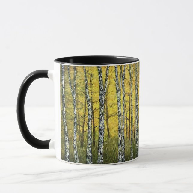 Kaffe Kopp Mugg - Acadia Forest Birch Träd (Vänster)