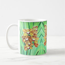 Kaffe Kopp Mugg - Orange och Gult Orchids