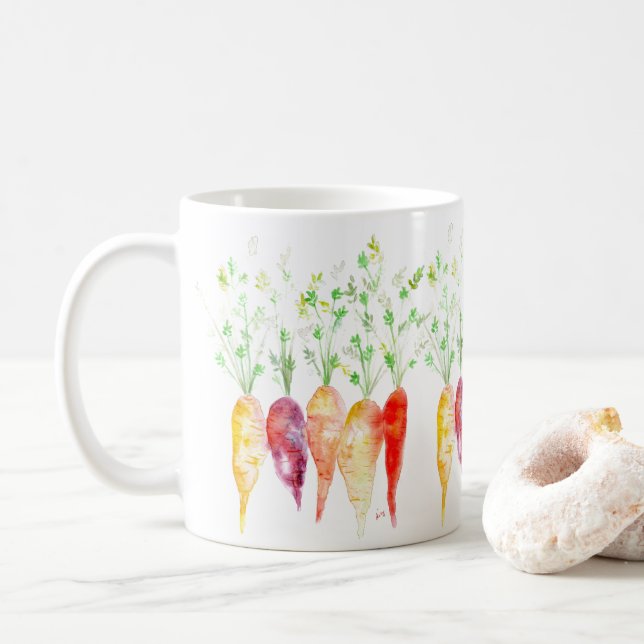 Kaffe Kopp Mugg - Watercolor Heirloom Carrots (Med munk)