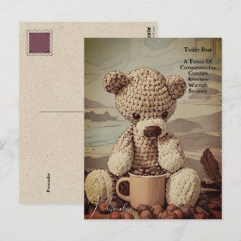 Kaffe Kopp Nalle OffertSymbolism Cute Vintage Vykort