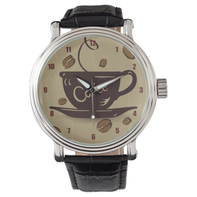 Kaffe Kopp och bönor Armbandsur (Framsida)