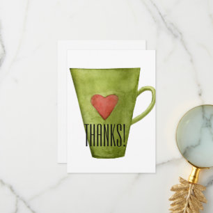 Kaffe Kopp och hjärtglas - tack, ditt kort