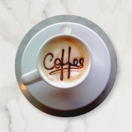 Kaffe kopp och saucer latte-kaffe söt gåvor etiketter