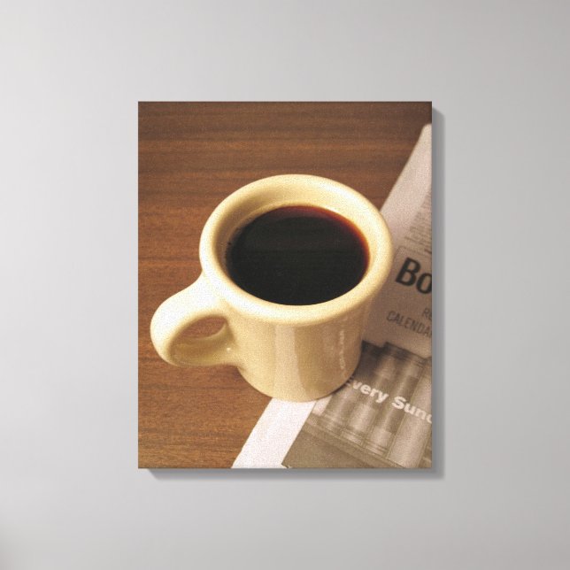 Kaffe Kopp och tidningar på canvas (Framsida)