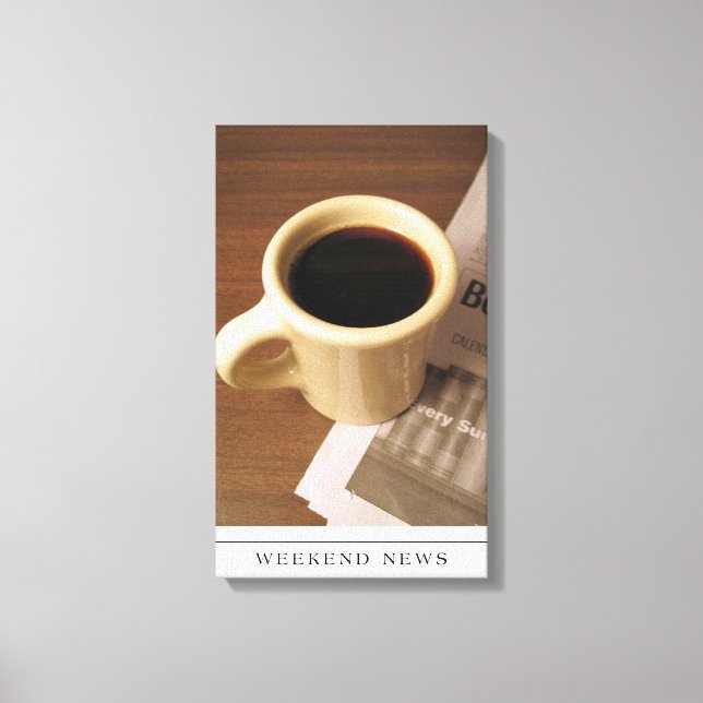 Kaffe Kopp och tidningar på canvas (Framsida)