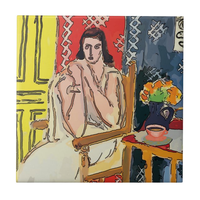 Kaffe kopp på bord. kakelplatta (Framsidan)