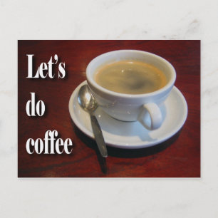 Kaffe kopp på bord vykort