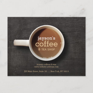 Kaffe Kopp på vykort av svart träkaffe