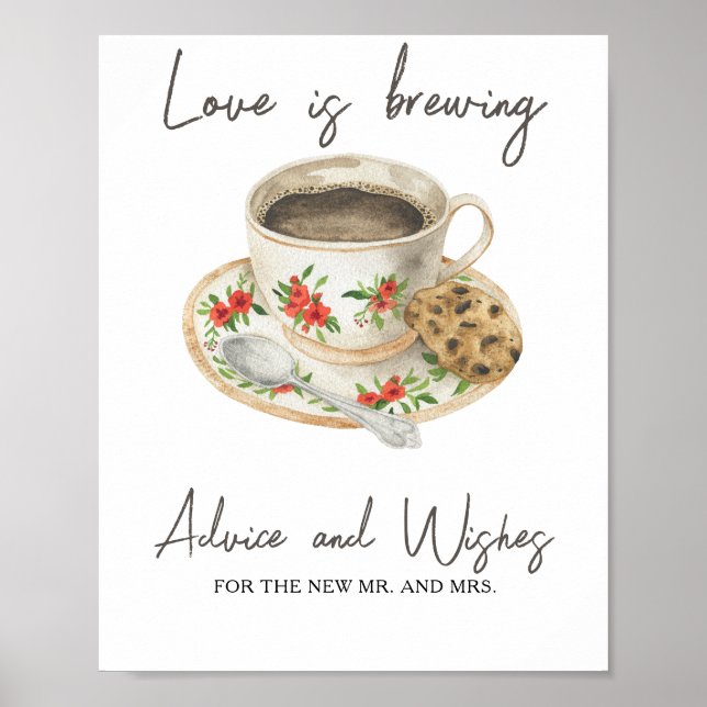 Kaffe kopp - Råd och Önskemål för Newlyweds Poster (Framsidan)