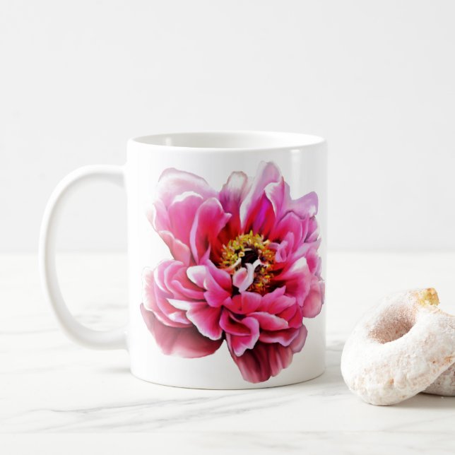 Kaffe Kopp Rosa Peonies (Med munk)