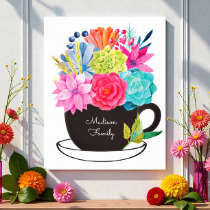 Kaffe Kopp Rosa Red Flowers Kitchen Poster