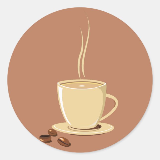 Kaffe Kopp Runt Klistermärke (Framsida)