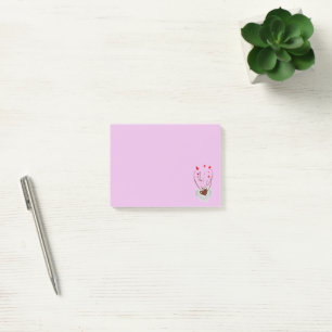 Kaffe Kopp, snurra, hjärter - röd vit brun Post-it Block