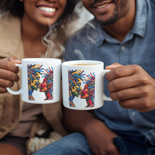 Kaffe kopp som firar konsten att sy quilt