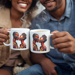 Kaffe kopp som firar konsten att sy quilt