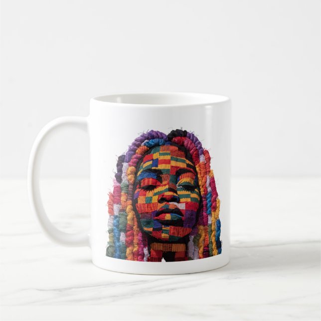 Kaffe kopp som firar kvinnliga quiltares konst (Vänster)