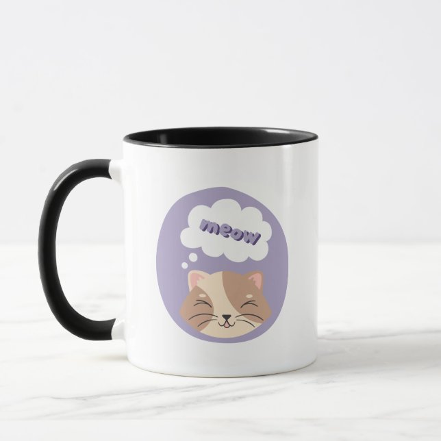Kaffe kopp söt lila katt design (Vänster)
