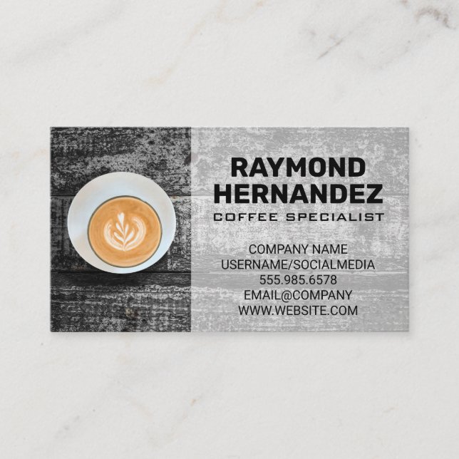 Kaffe Kopp vid Vintage Bord Visitkort (Framsida)