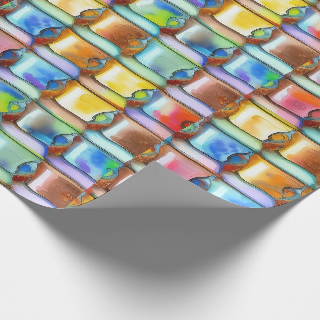 Kaffe Kopp Watercolor Mönster Presentpapper (Hörn)