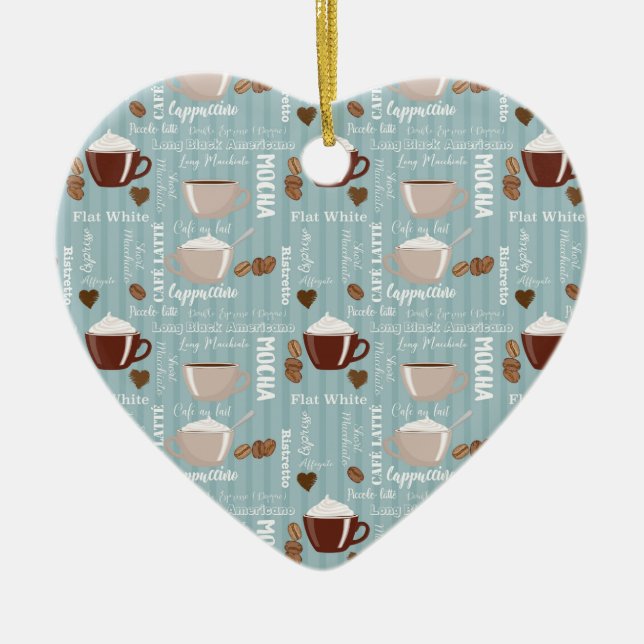 Kaffe koppar Blue Lodrät Linjer Kaffeinkorn Julgransprydnad Keramik (Framsidan)