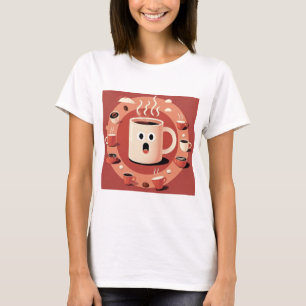 Kaffe koppar Browish Cute lustig Tecknad T Shirt
