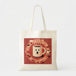 Kaffe koppar Browish Cute lustig Tecknad Tygkasse