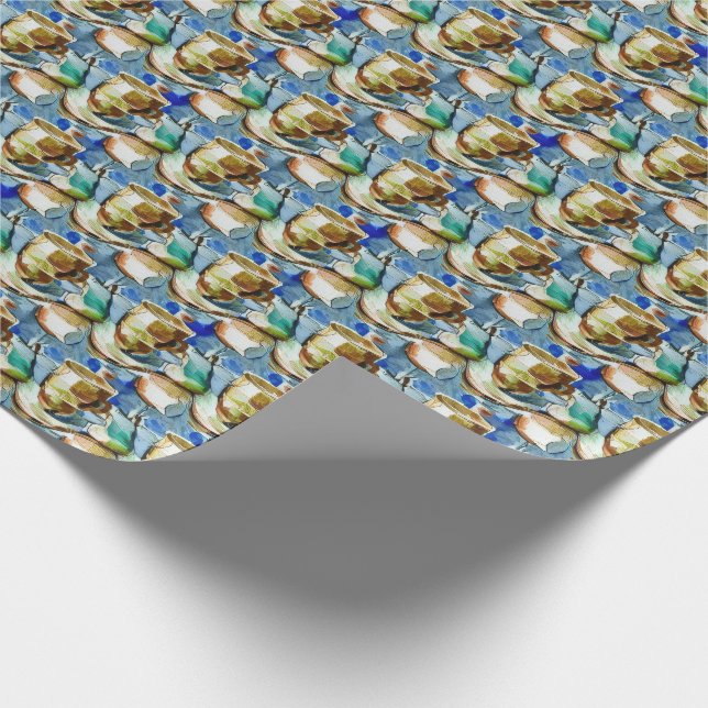 Kaffe koppar Collage Watercolor Mönster Presentpapper (Hörn)