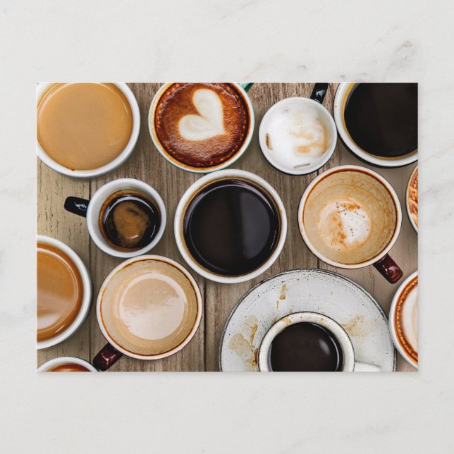 Kaffe koppar från överordnat fotovykort vykort (Framsida)