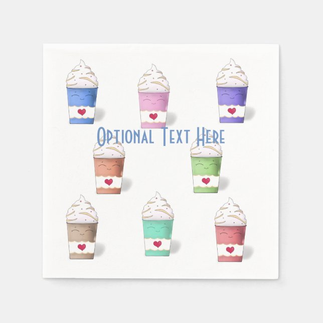 KAFFE KOPPAR i FULLT FÄRG Pappersservett (Framsidan)