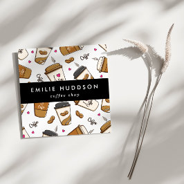 Kaffe koppar, kaffebönor, Barista, kaffebutiker Fyrkantigt Visitkort