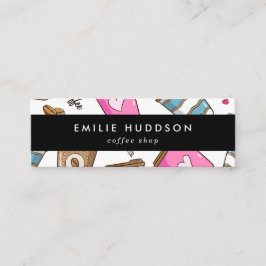 Kaffe koppar, kaffebönor, Barista, kaffebutiker Mini Visitkort