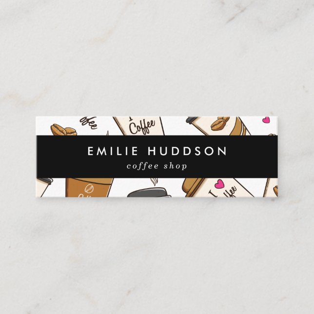 Kaffe koppar, kaffebönor, Barista, kaffebutiker Mini Visitkort (Framsida)