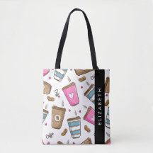 Kaffe koppar, kaffebönor, hjärter, ditt namn