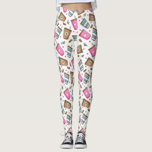 Kaffe koppar, kaffebönor, hjärter, kaffe Älskare Leggings