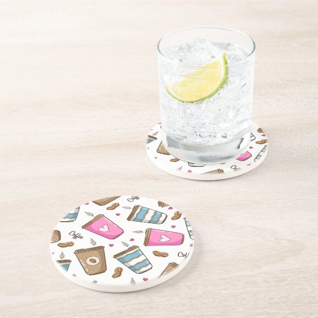 Kaffe koppar, kaffebönor, hjärter, kaffe Älskare Underlägg (Sidan)