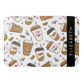 Kaffe koppar, kaffebönor, kaffe Älskare, ditt namn Badrumsmatta